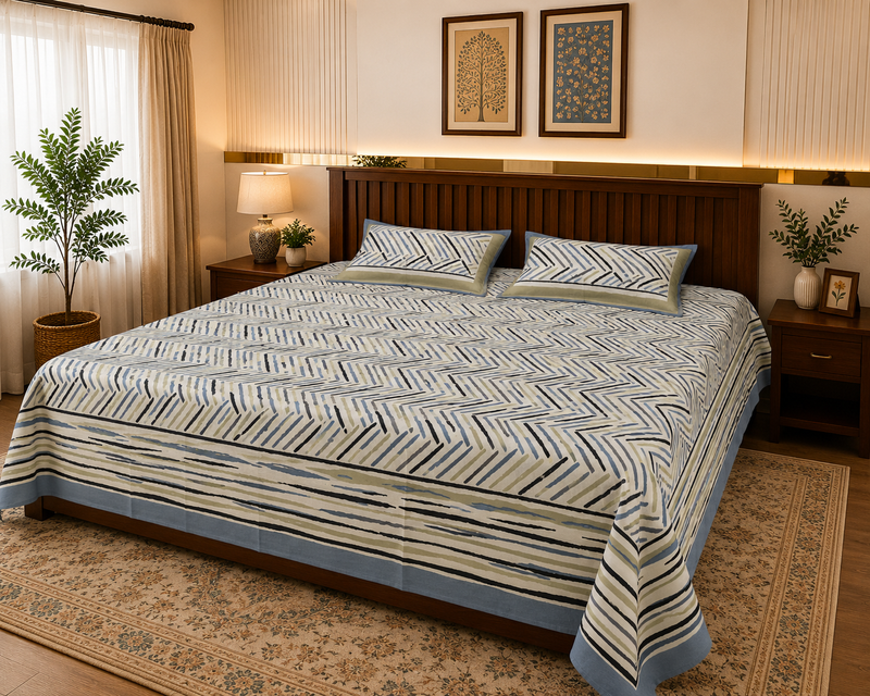 Chevron Stripe Jaipuri Bedsheet