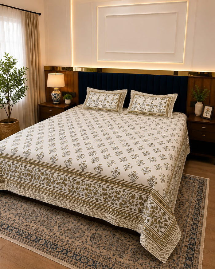 Booti Block Print Jaipuri Bedsheet